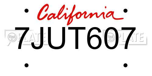 7JUT607 California License Plate