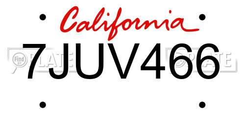 7JUV466 California License Plate