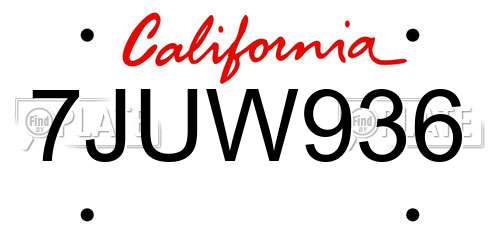 7JUW936 California License Plate
