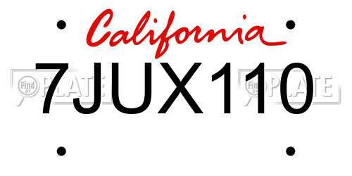 7JUX110 California License Plate