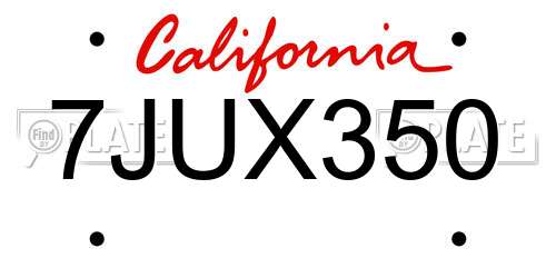 7JUX350 California License Plate