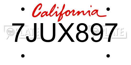 7JUX897 California License Plate