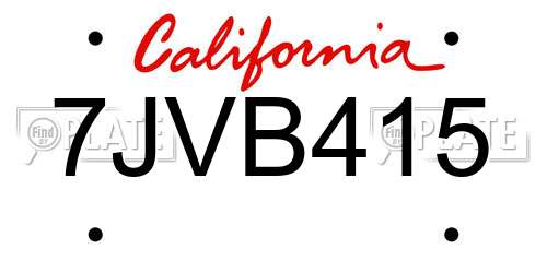 7JVB415 California License Plate