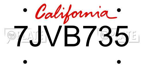 7JVB735 California License Plate