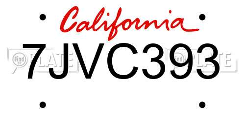 7JVC393 California License Plate