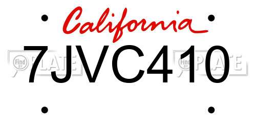 7JVC410 California License Plate