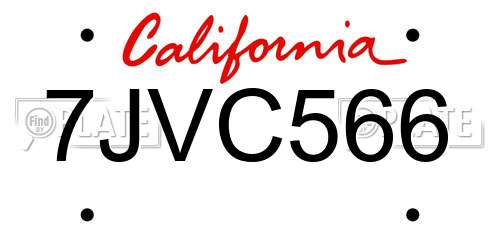 7JVC566 California License Plate