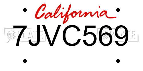 7JVC569 California License Plate