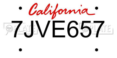 7JVE657 California License Plate
