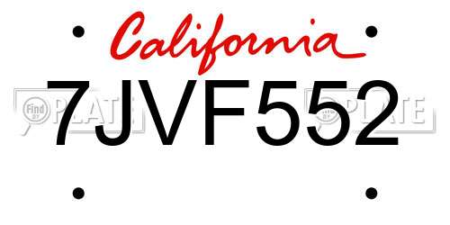 7JVF552 California License Plate