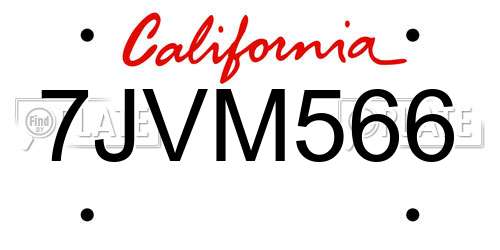 7JVM566 California License Plate