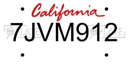 7JVM912 California License Plate
