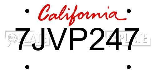 7JVP247 California License Plate
