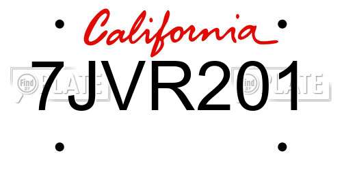 7JVR201 California License Plate
