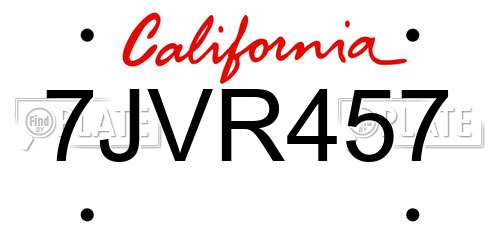 7JVR457 California License Plate