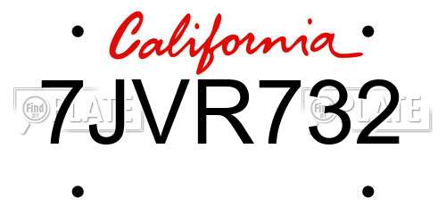 7JVR732 California License Plate