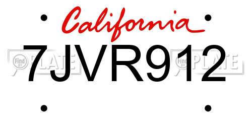 7JVR912 California License Plate