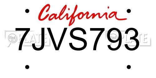 7JVS793 California License Plate
