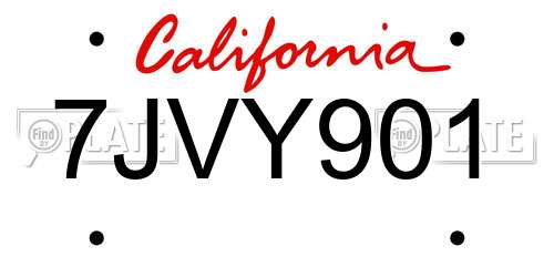 7JVY901 California License Plate