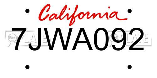 7JWA092 California License Plate