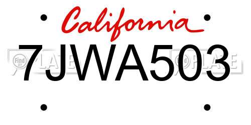 7JWA503 California License Plate