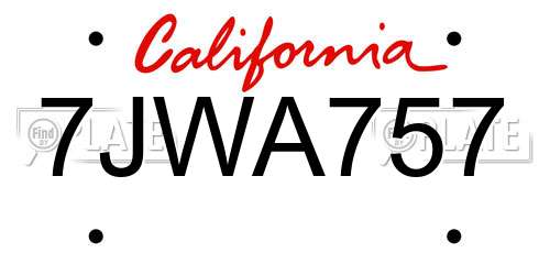 7JWA757 California License Plate