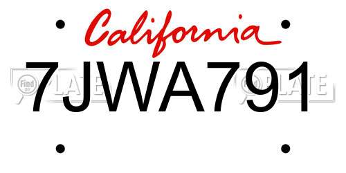 7JWA791 California License Plate