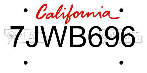 7JWB696 California License Plate
