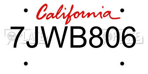 7JWB806 California License Plate