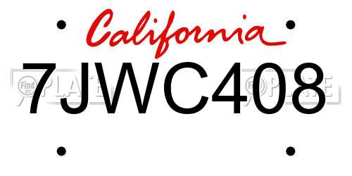 7JWC408 California License Plate
