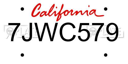 7JWC579 California License Plate