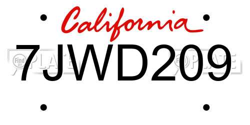 7JWD209 California License Plate