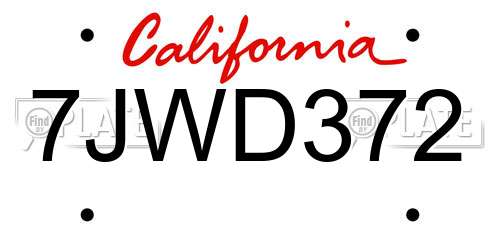 7JWD372 California License Plate