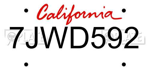 7JWD592 California License Plate