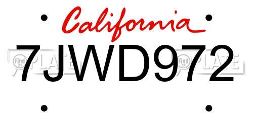 7JWD972 California License Plate