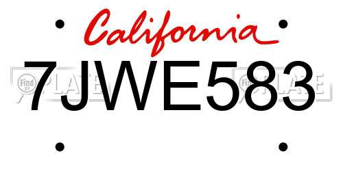 7JWE583 California License Plate