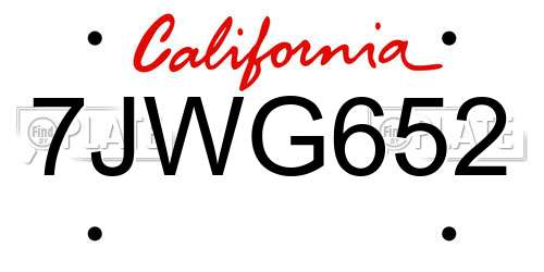 7JWG652 California License Plate