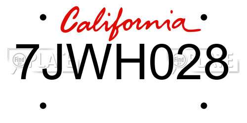 7JWH028 California License Plate