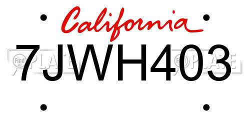 7JWH403 California License Plate