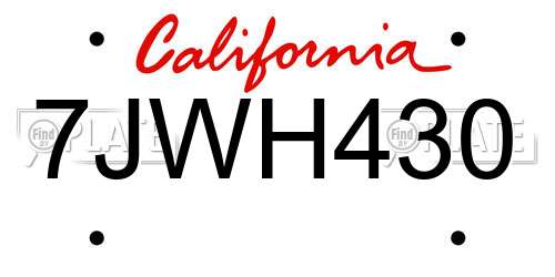 7JWH430 California License Plate