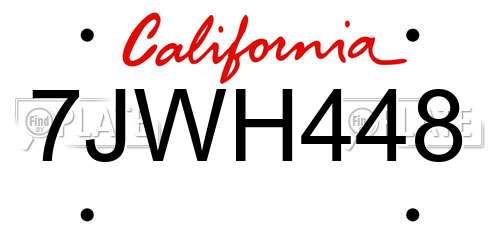7JWH448 California License Plate