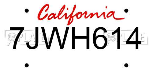 7JWH614 California License Plate