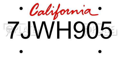 7JWH905 California License Plate