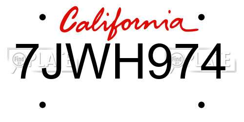 7JWH974 California License Plate