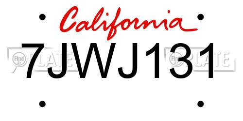 7JWJ131 California License Plate