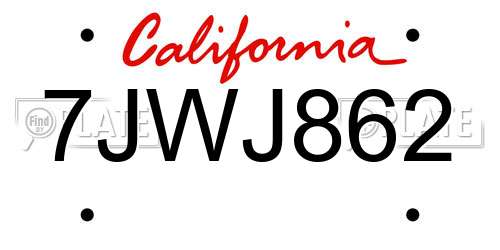 7JWJ862 California License Plate