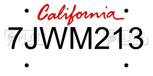 7JWM213 California License Plate
