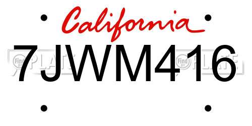 7JWM416 California License Plate