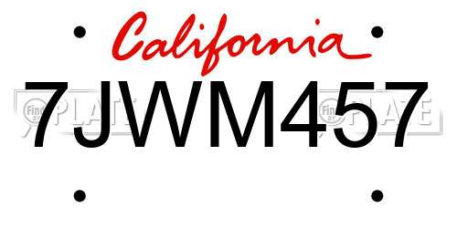 7JWM457 California License Plate