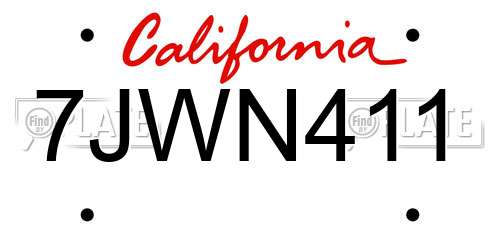 7JWN411 California License Plate